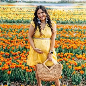 Yellow Eyelit Maternity Dress